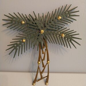 Vintage Handmade Brutalist MCM Metal Palm Tree Wall Art Tabletop Decor 10" Tall